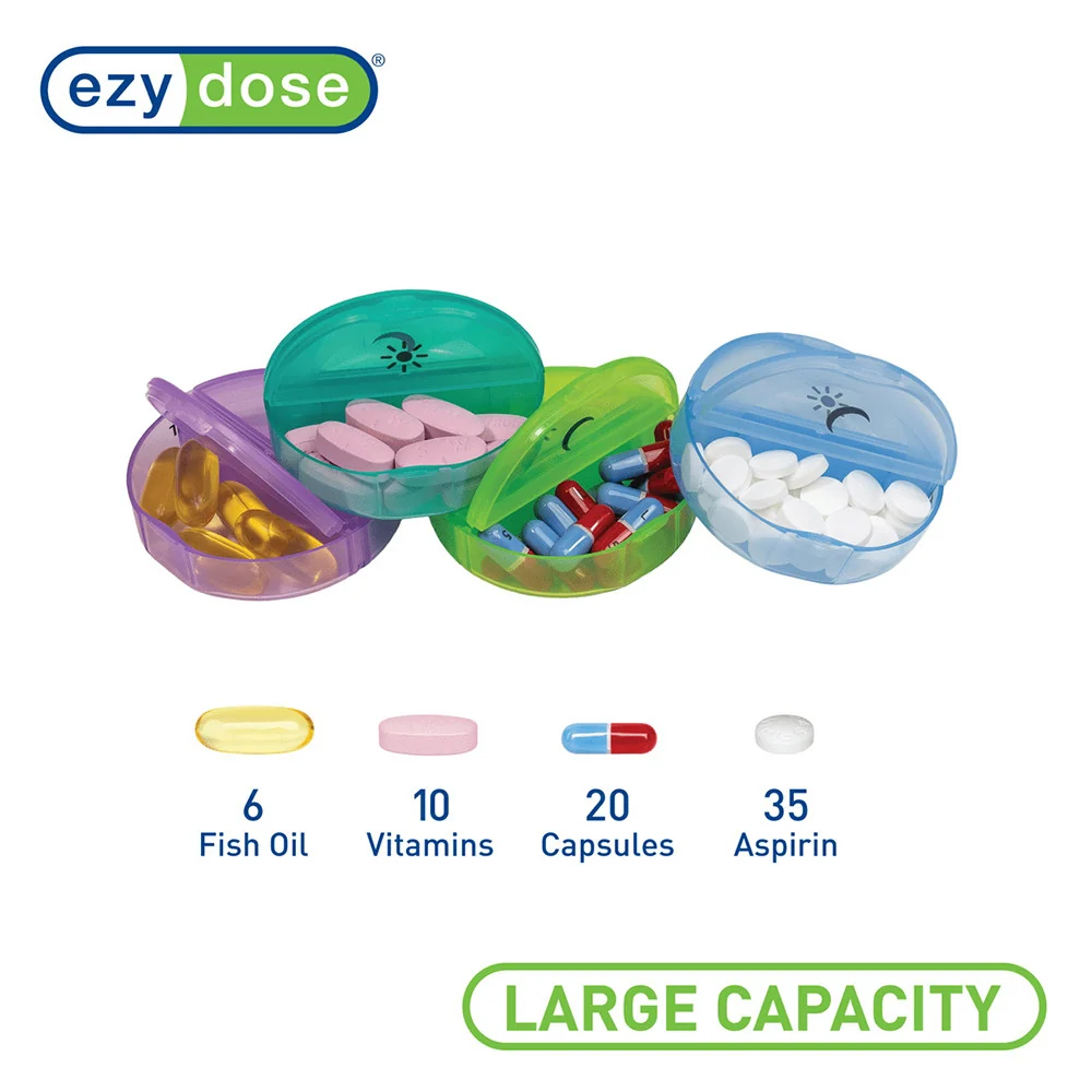 Comfortable Ezy Dose Weekly Pill Organizer AM PM Pop Out Compartments for Medication Assorted 1 Ea Solid