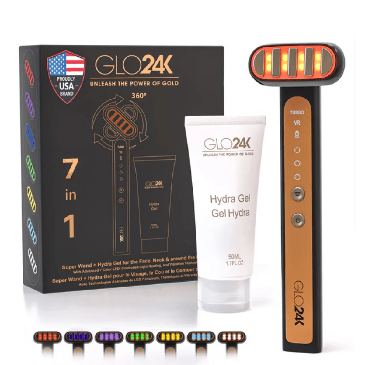 Enhanced GLO24K 7in1 LED Super Wand Hydra Gel Casual