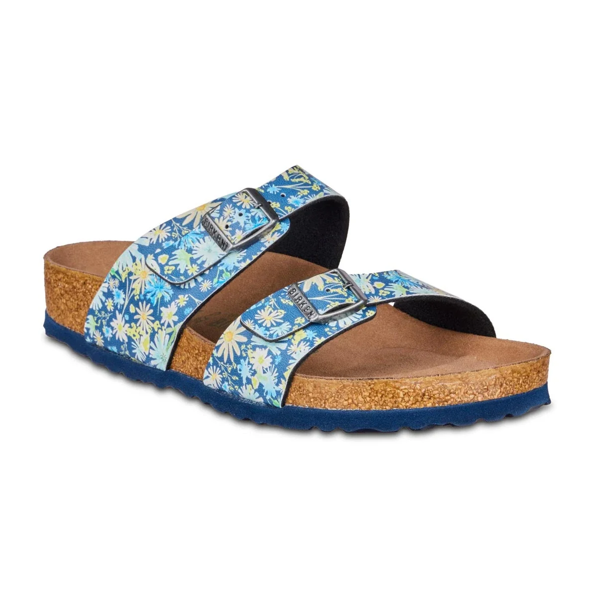 Artisan Birkenstock Sydney Vegan Birko-Flor Summer Floral Blue Sandals Trendy