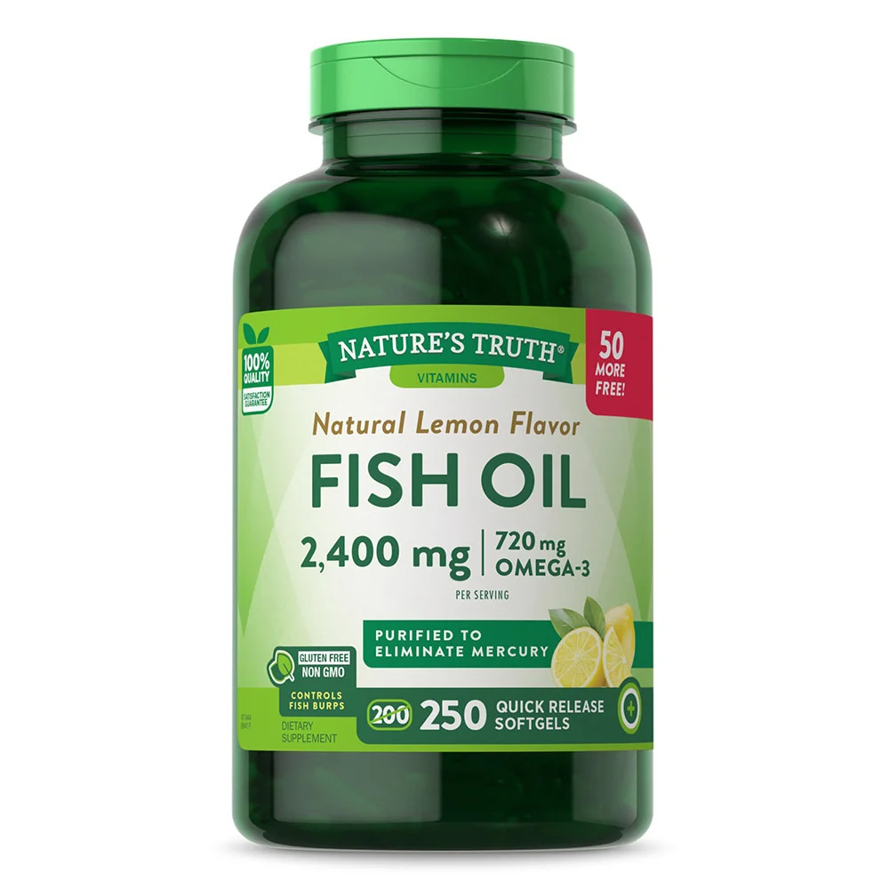 Advanced Natures Truth Fish Oil 2400 Mg Quick Release Softgels Natural Lemon Flavor 250 Ea Trusted