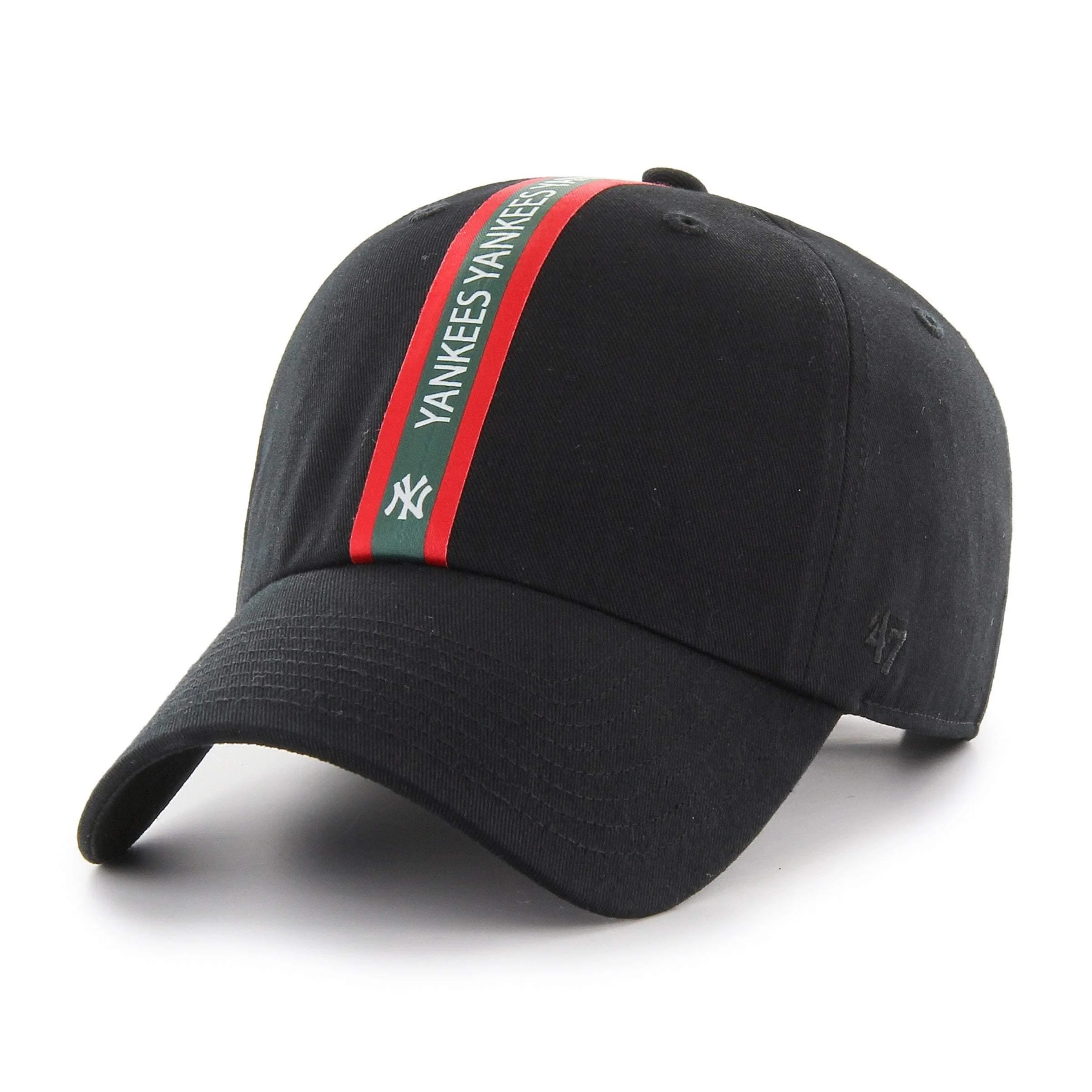 Comfortable 47 Brand Men's Ny Yankees Triple Stripe Clean Up Strapback Black Green Red Secure