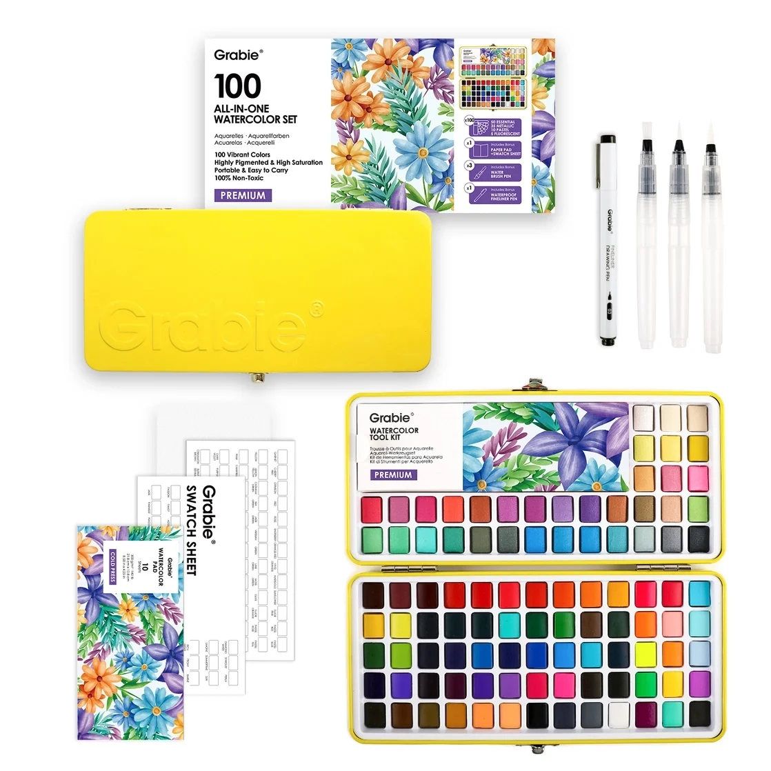 Advanced All-in-One Set of 100 Premium Watercolors Innovative