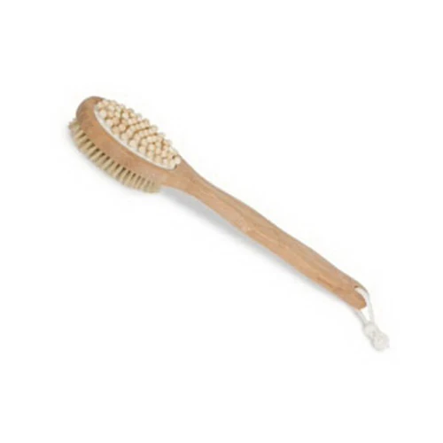 Premium Bamboo Long Handle Bristle Dry Body Bath Brush Size 3 Sophisticated
