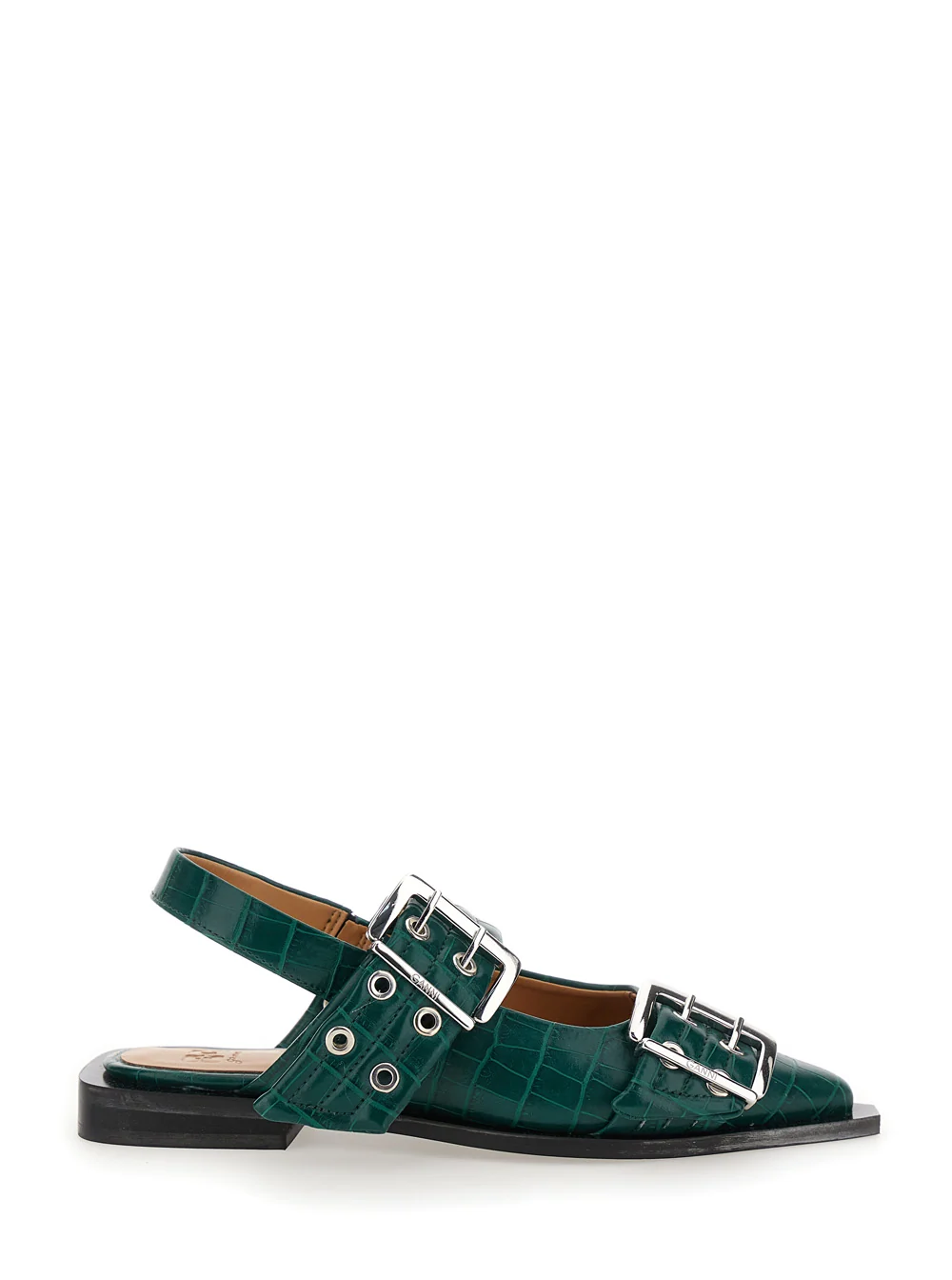 Exclusive Green Ballet Shoes With Double Buckle Breathable