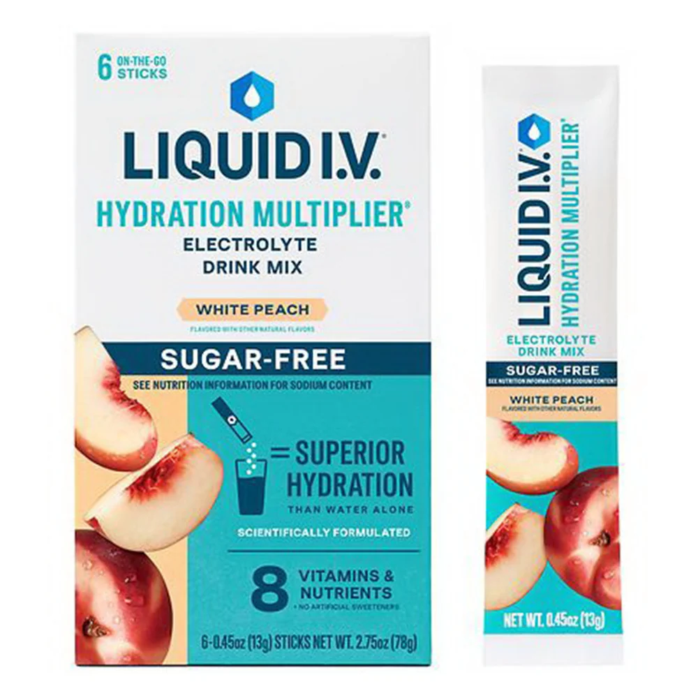 Fine Crafted Liquid I.V. Hydration Multiplier Sugar Electrolyte Drink Mix White Peach Flavor 0.45 Oz High-Grade