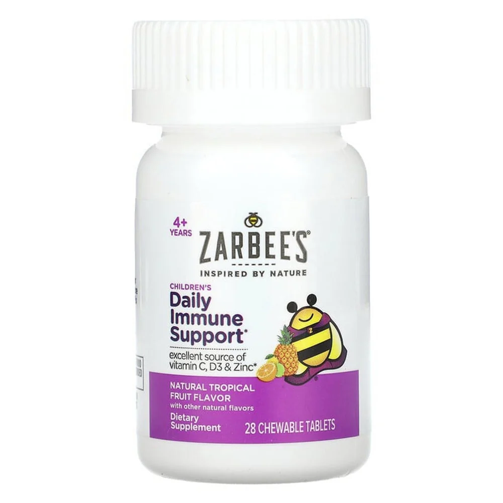User-Friendly Zarbees Childrens Daily Immune Support 4 Years Chewable Tablets Natural Tropical Fruit Flavor 28 Ea Enhanced