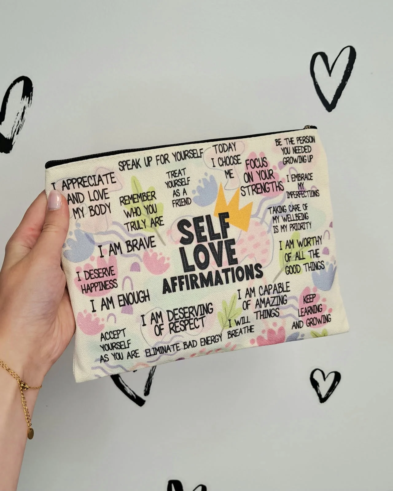 Refined Self Love Affirmations Cosmetic Bag First-Class