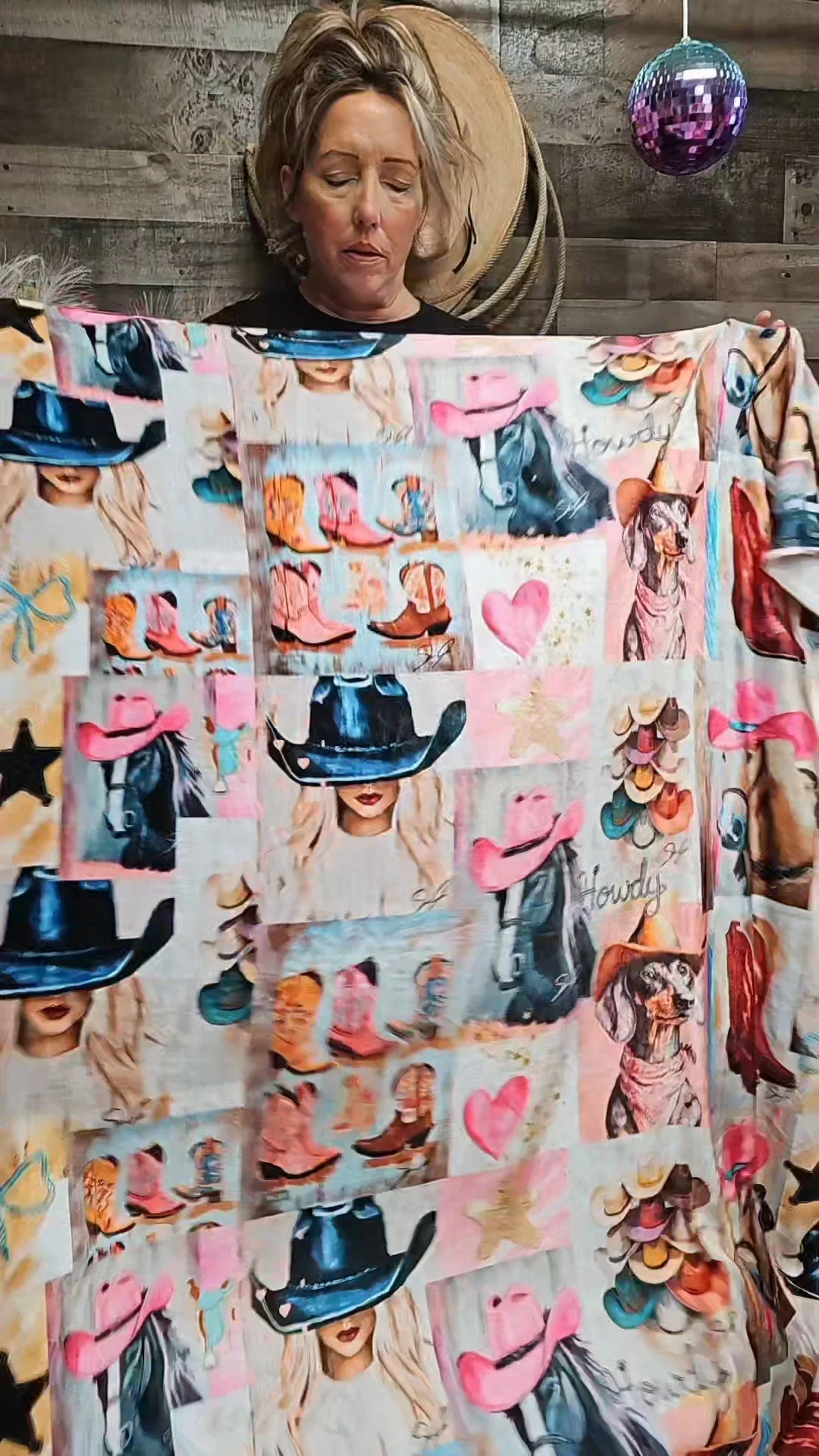 Lightweight Danilo Painted Cowgirl Collage Throw Blanket 60 x 80 Made in America High-Quality