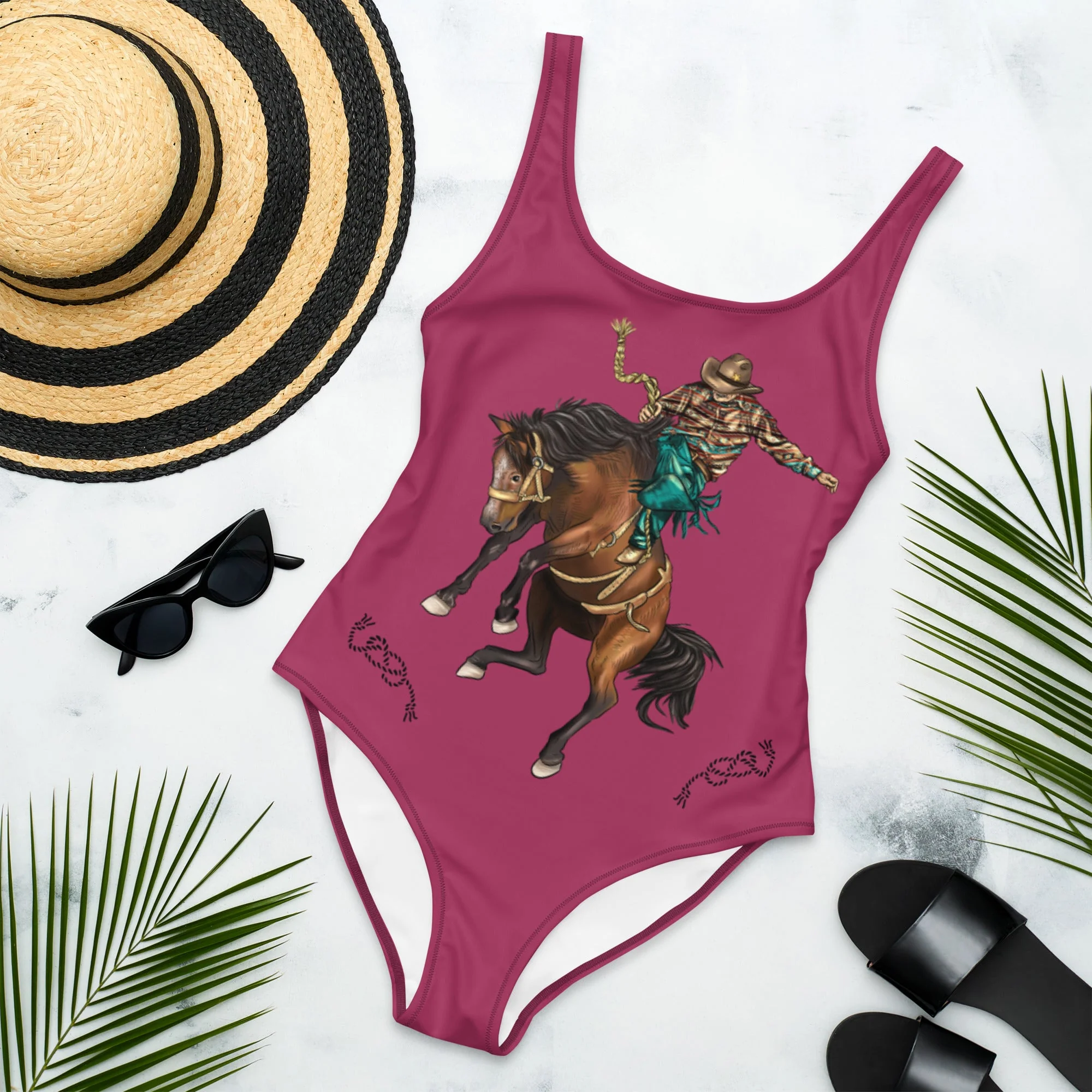 Powerful Baha Ranch Yeehaw Ride Cowboy Ride One-Piece Swimsuit Official