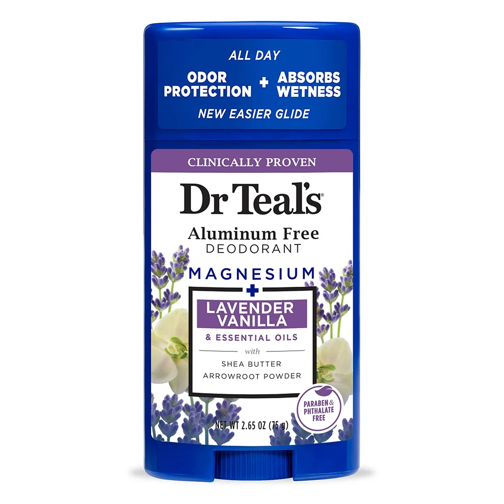Verified Dr Teals Aluminum Deodorant Lavender Vanilla for Odor Protection 2.65Oz 75g Eco-Friendly