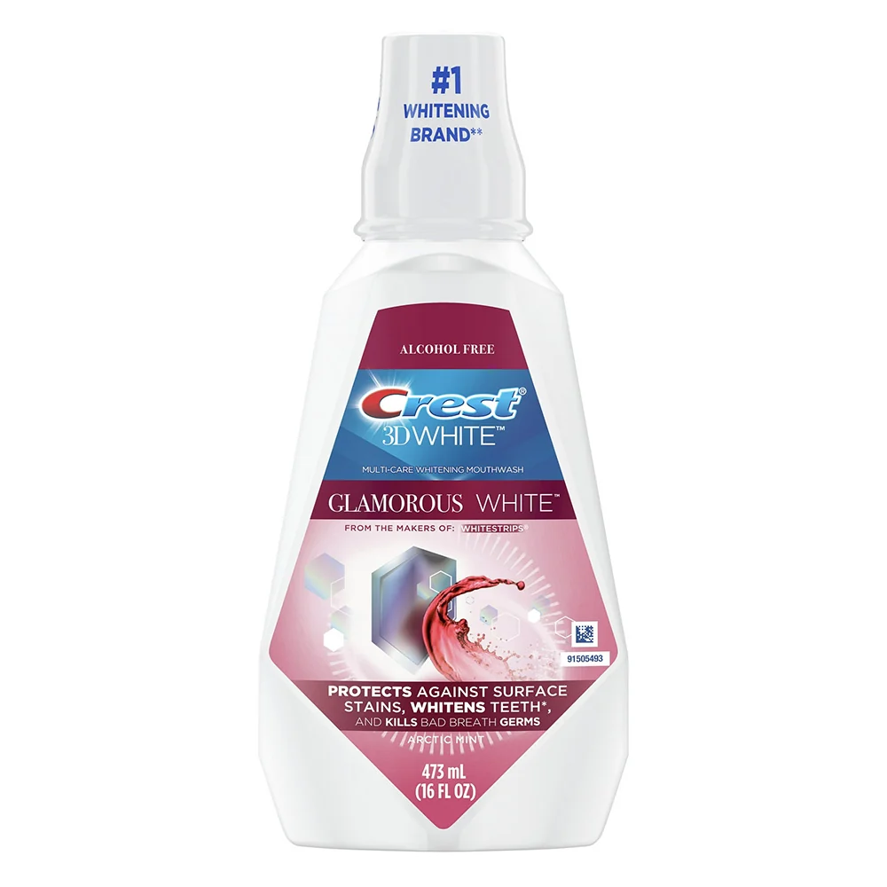 Crafted Crest 3D White Glamorous White Alcohol Clean Whitening Mouthwash Fresh Mint 16Oz 473ml Top-Quality