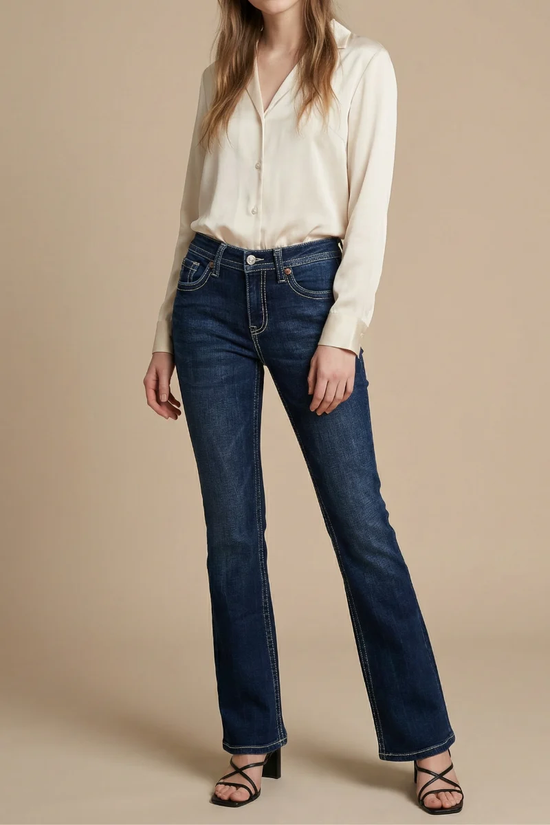 Authentic Stevie Tummy Control High Rise Slim Flare Jeans Dark Wash Eco-Friendly