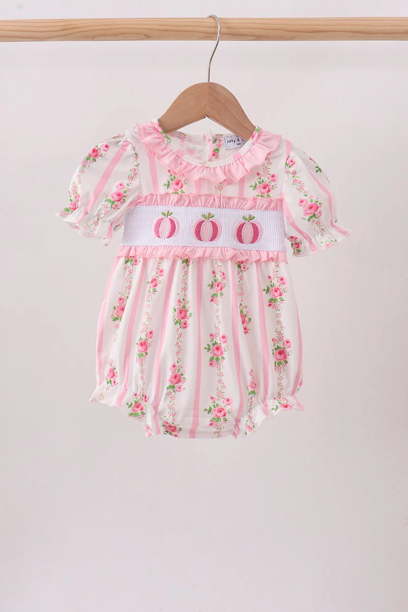 Sustainable Pink Pumpkin Embroidery Floral Ruffle Bubble Long-Lasting