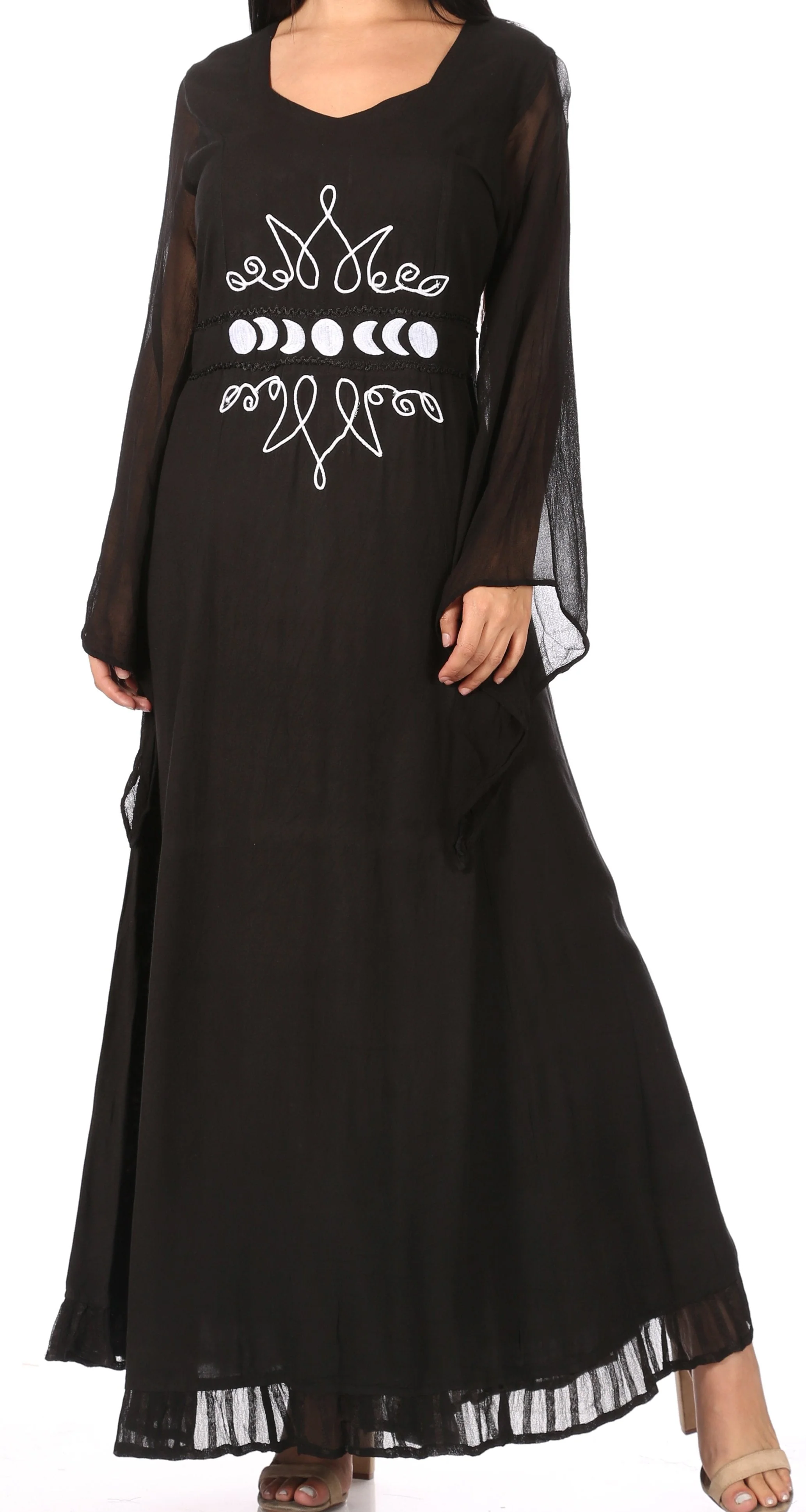 Artisan Sakkas Eve Women's Long Sleeve Casual Medieval Renaissance Celtic Maxi Dress Soft Original Design