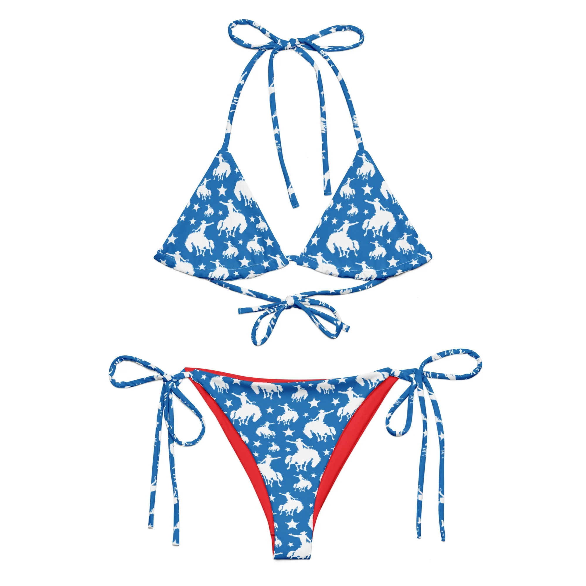 Fine Crafted Baha Ranch Yeehaw Blue Rodeo Cowboy String Bikini Flexible