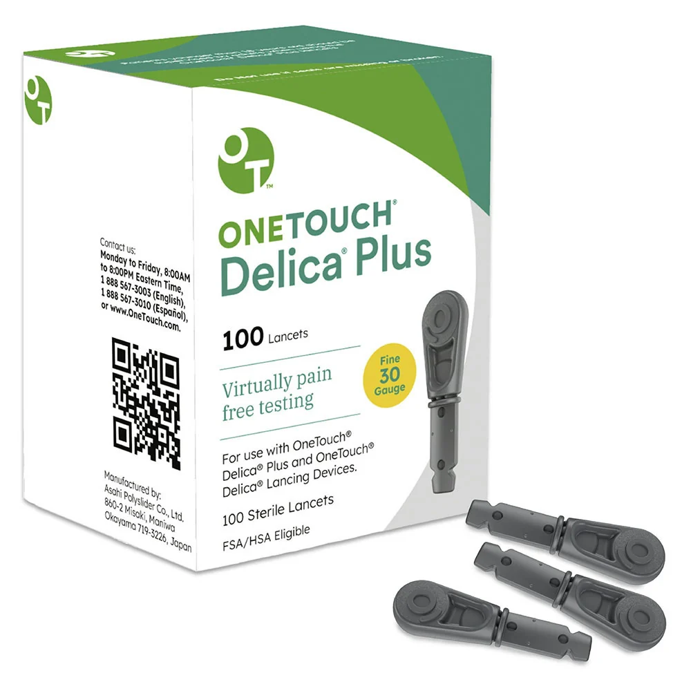 Traditional Onetouch Delica Plus Lancets for Diabetes Testing 30 Gauge for Lancing Device 100 Ea Professional