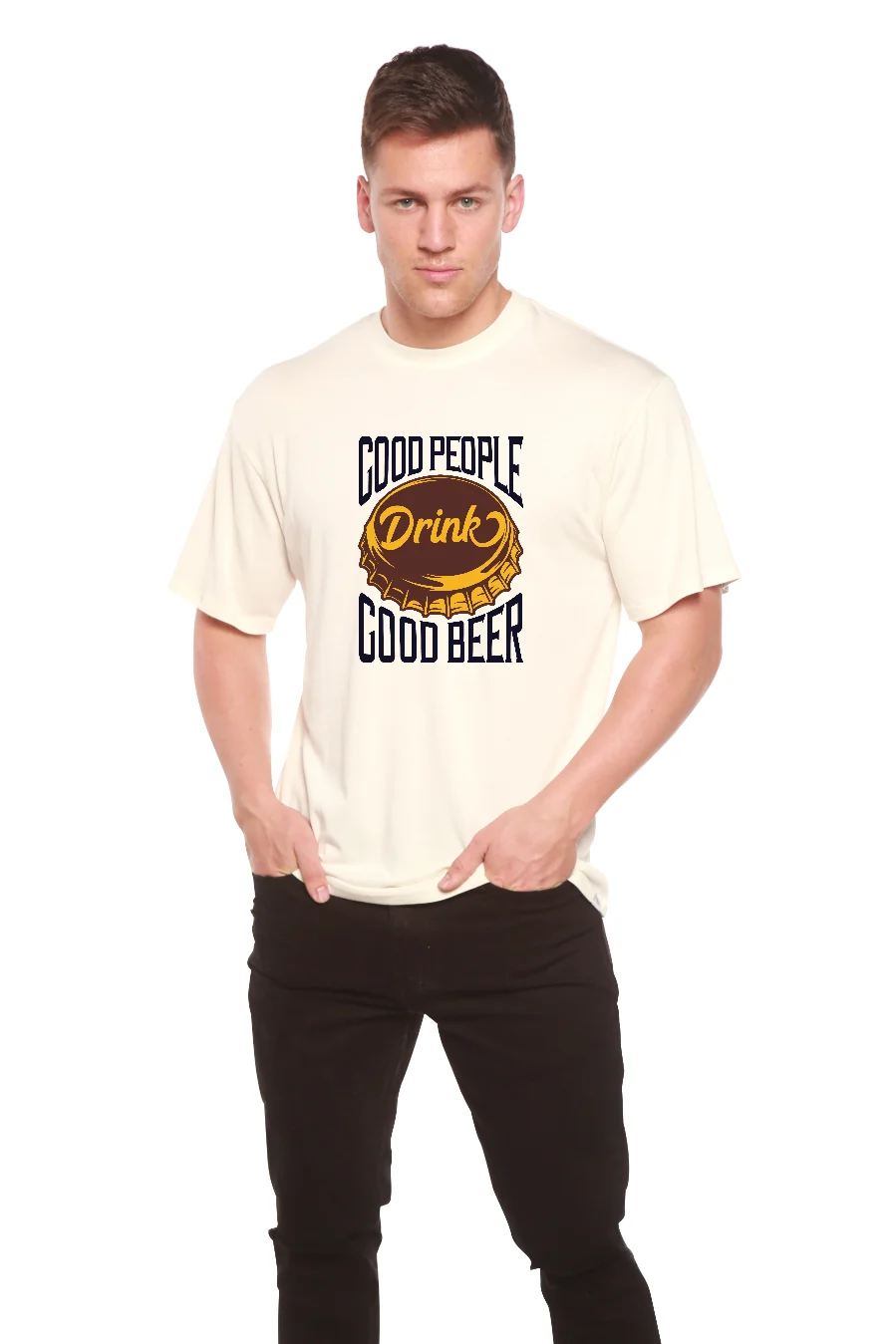 Soft Good People Men's Bamboo Viscose Organic Cotton Short Sleeve Graphic T-Shirt Top-Quality