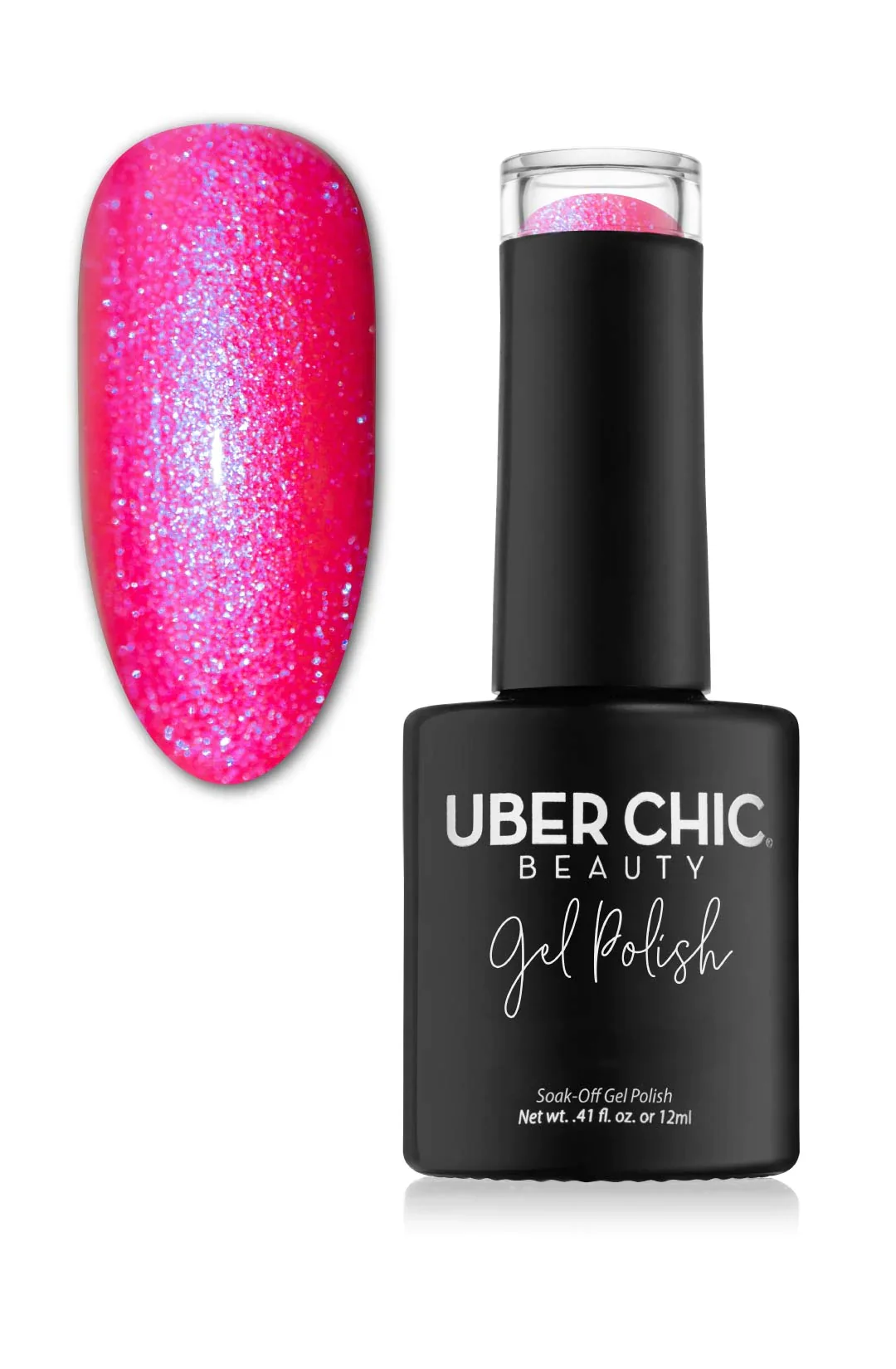 Convenient Electric Pink - Glitter Gel Polish - Uber Chic 12ml Trusted