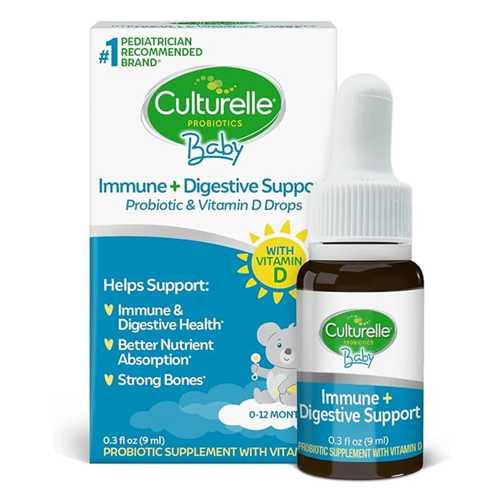 High-End Culturelle Baby Immune Plus Digestive Support Probiotic and Vitamin D Drops for Healthy Infant Growth 0.3Oz 9ml High-Performance