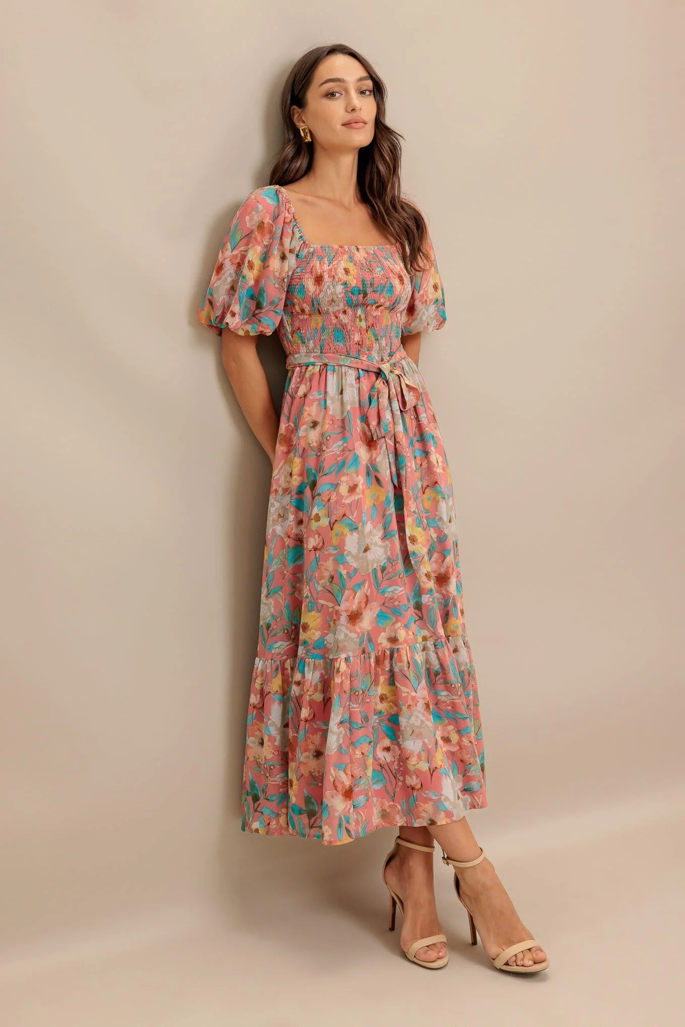 Superior Rosy Twilight Woven Midi Dress Efficient