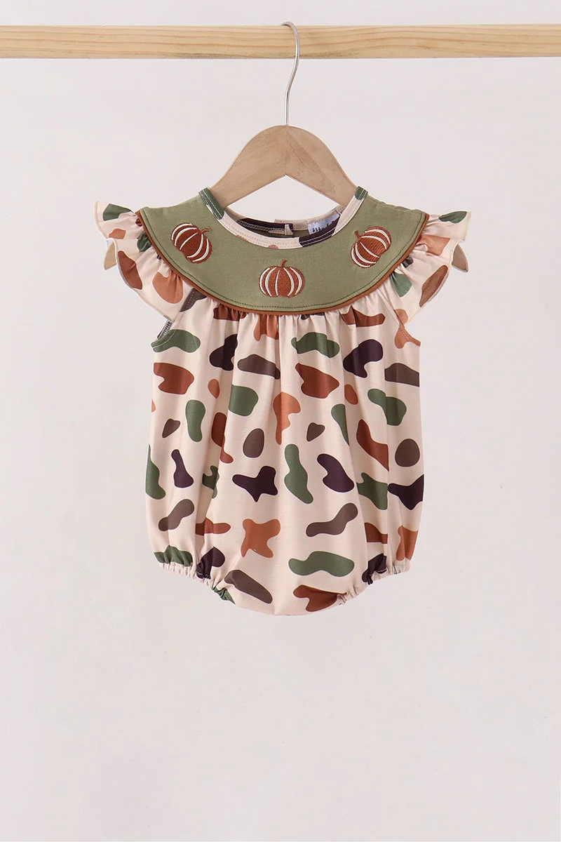 Refined Camouflage Pumpkin Embroidery Ruffle Bubble Enhanced