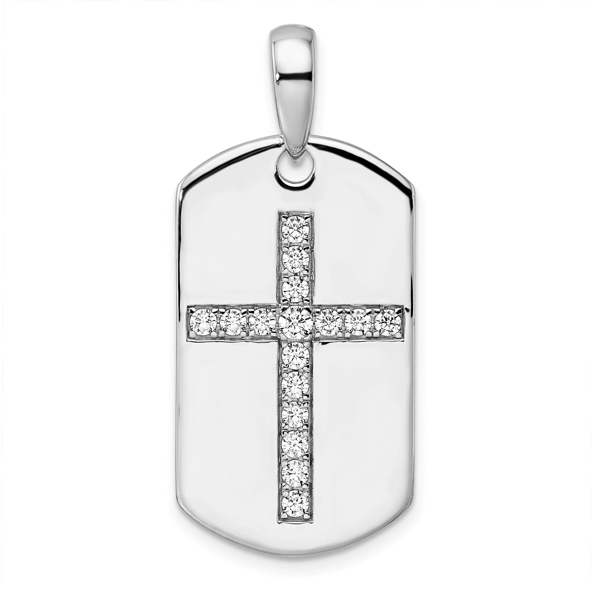 Excellent 14K Gold Lab Grown Diamond Cross Dog Tag Pendant High-Performance