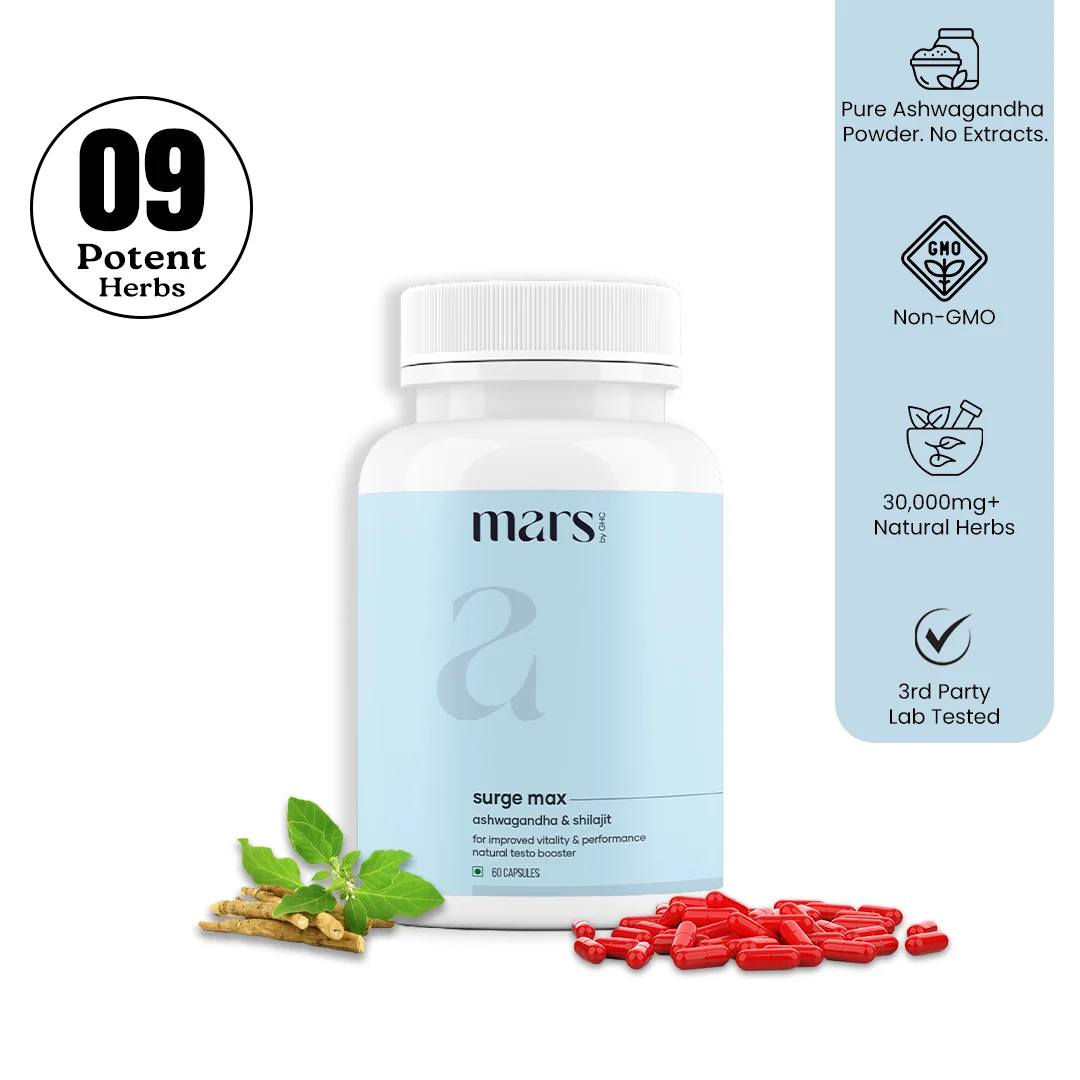 Certified Mars Natural Ashwagandha Caps Potenziato con Shilajit e Safed Musli Prestigious