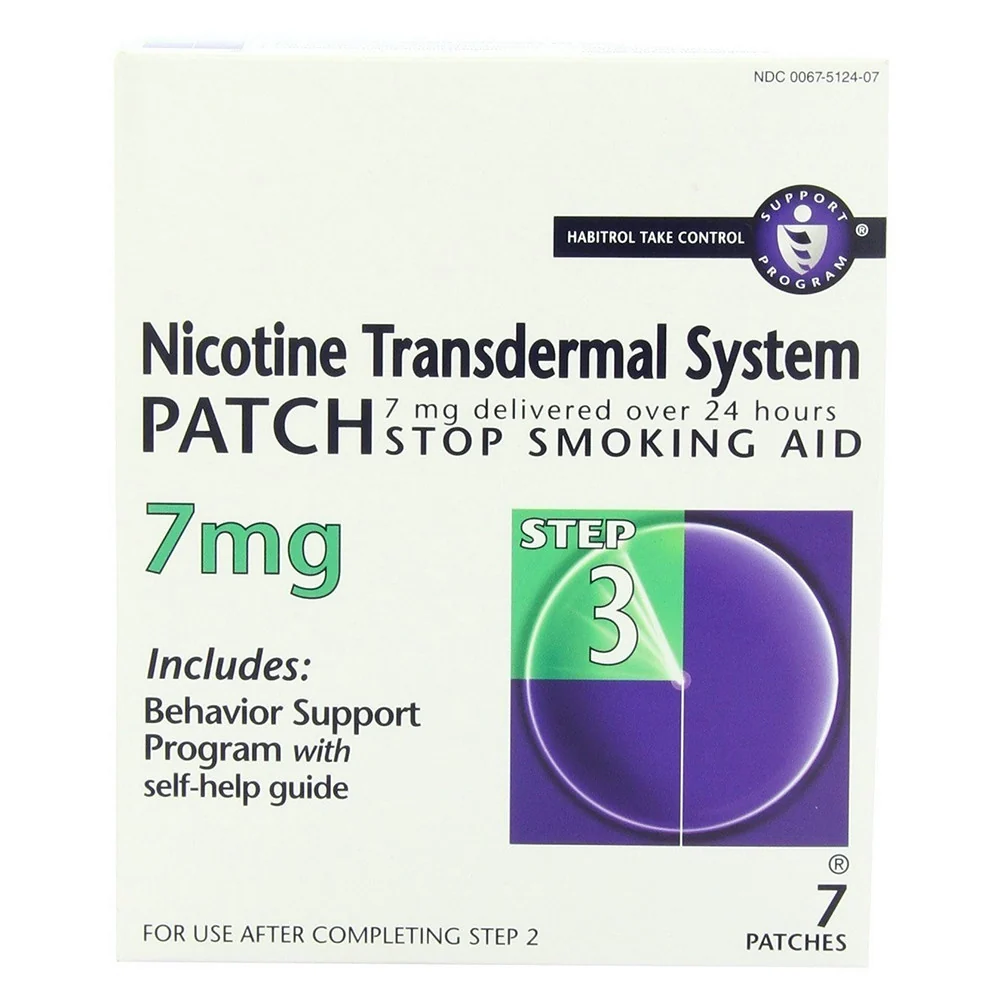 Crafted Habitrol Nicotine Step 3 Transdermal System Patch 7 Mg Stop Smoking Aid 7 Ea Breathable