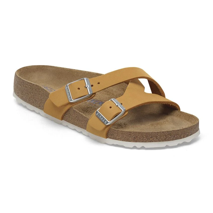 Certified Birkenstock Women's Yao Soft Footbed Nubuck Leather Apricot Sandals Professional
