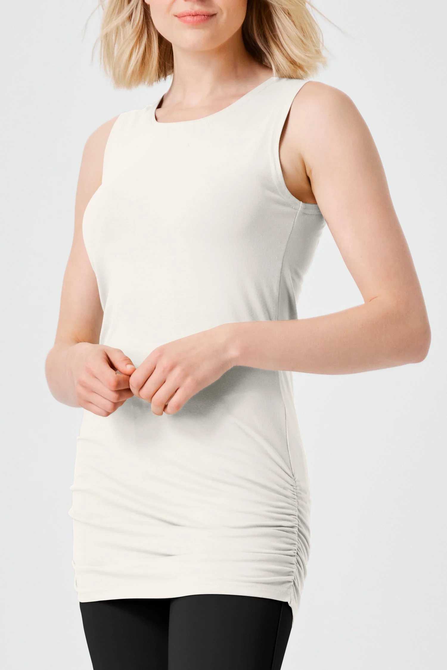 Effective Cotton Lycra Ruche Tank - Vanilla Smart