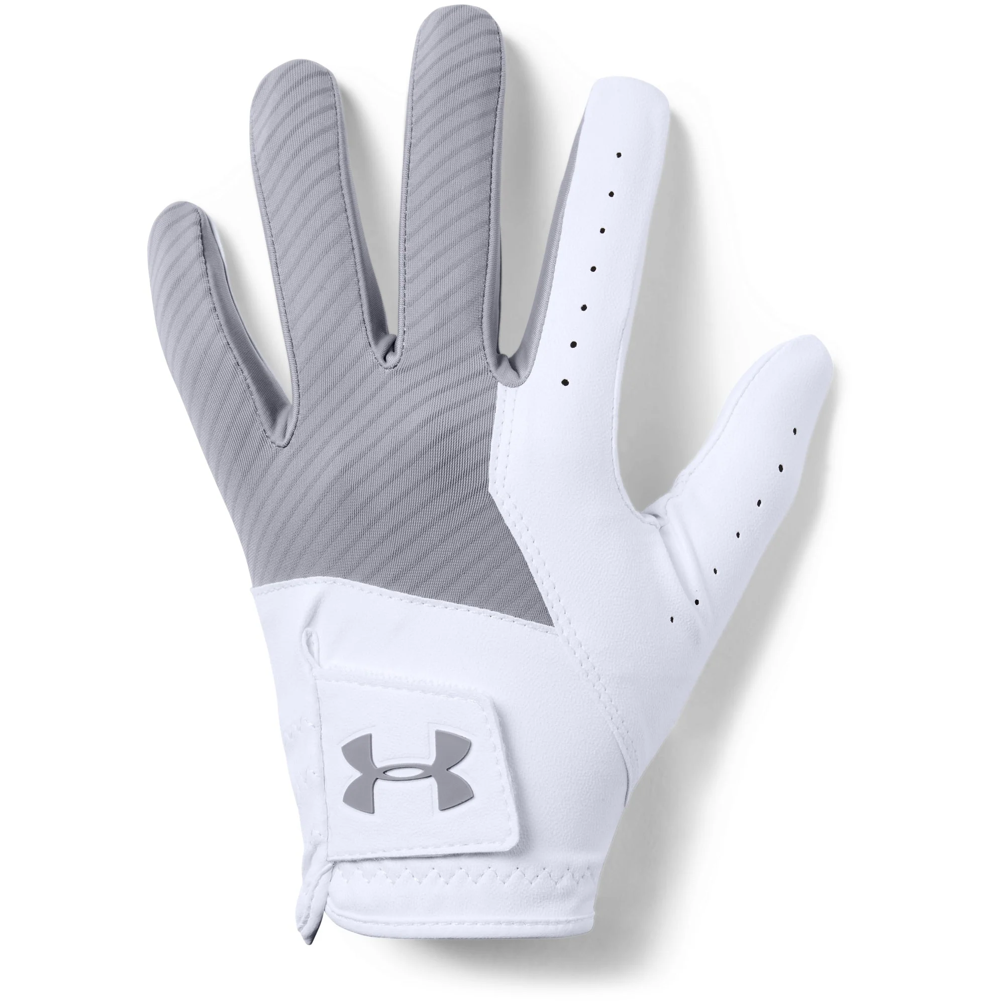 Flexible Under Armour Mens UA Left Handed Medal Golf Glove - Steel White Durable