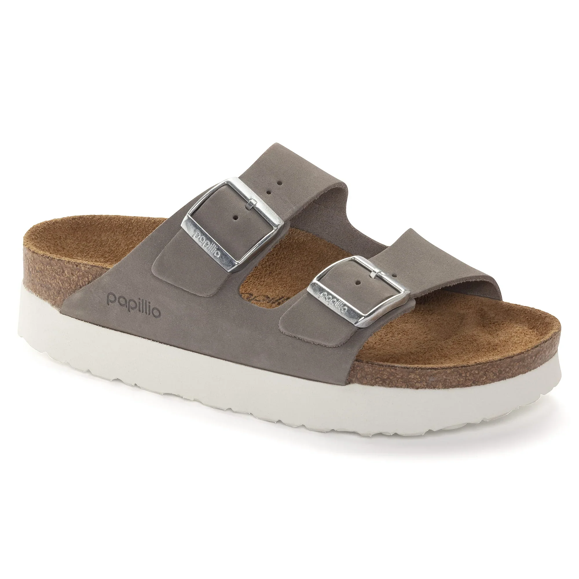 Carefully Designed Birkenstock Women's Arizona Platform Nubuck Leather Dove Grey Sandals World-Class