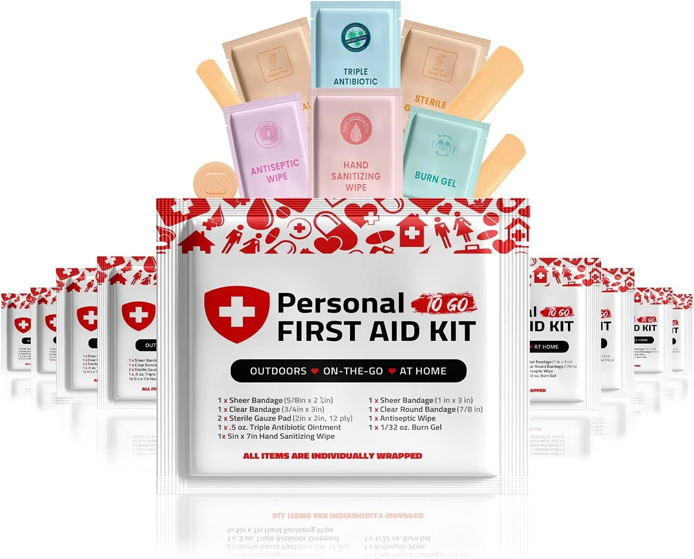 Top-Quality Personal First Aid Kit Pack of 10 Red Elite