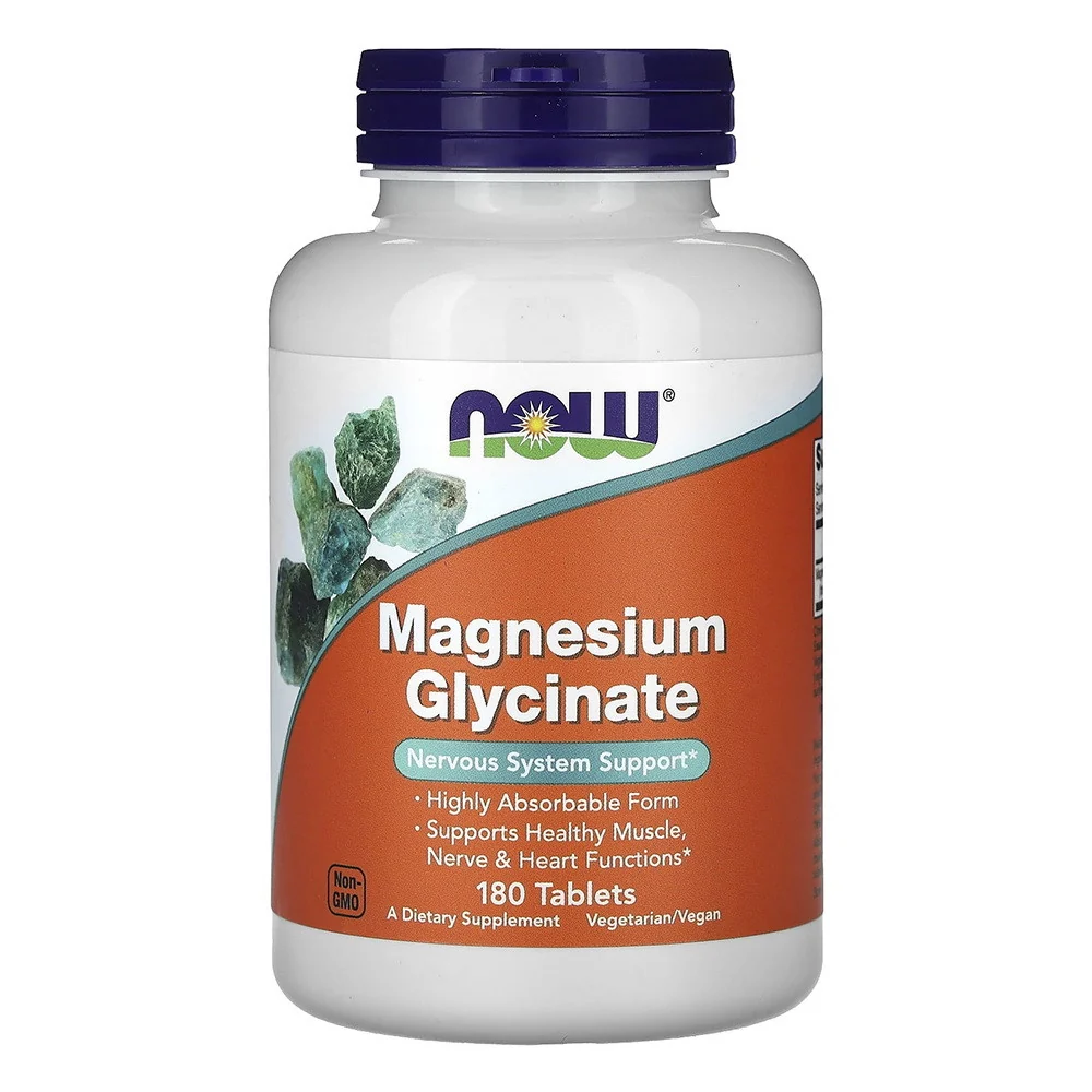 World-Class Now Foods Magnesium Glycinate Tablets for Nervous System Support 180 Ea Genuine