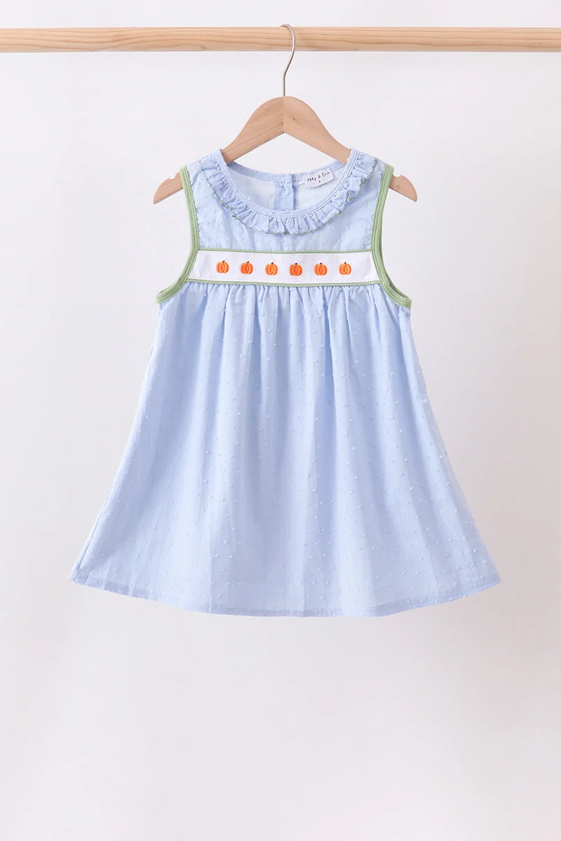 Unique Blue Pumpkin Embroidery Jacquard Ruffle Dress Clean