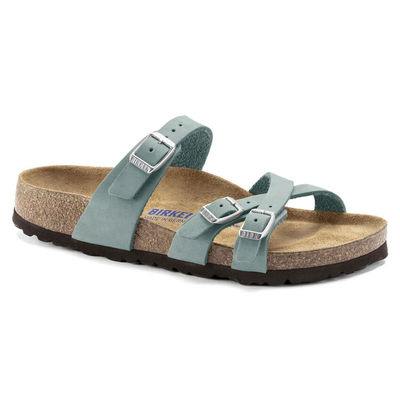 World-Class Birkenstock Franca Soft FootBed Faded Nubuck Aqua Organic