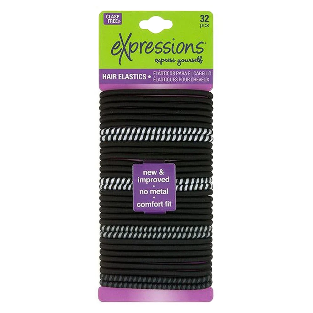 Responsible Expressions Hair Elastics Band Black 32 Ea Genuine