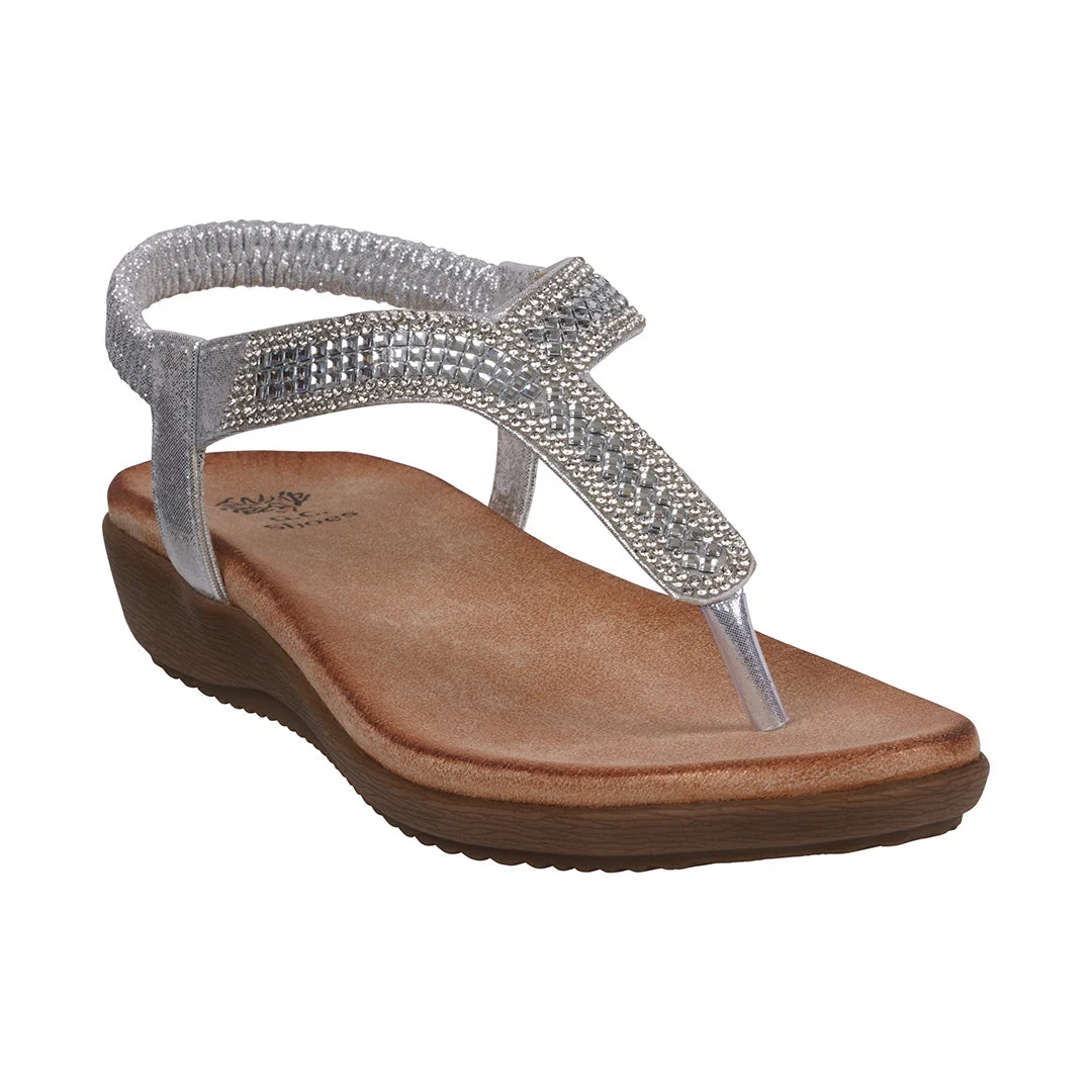 Carefully Designed Women's Lori Silver Embellished Flat Sandals World-Class
