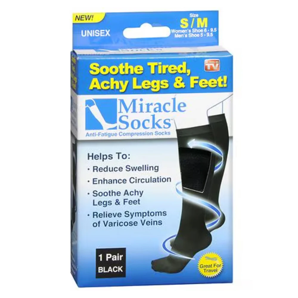 Classic Anti Fatigue Compression Socks for Circulation and Comfort Unisex Black Small Medium 1Pair Next-Generation