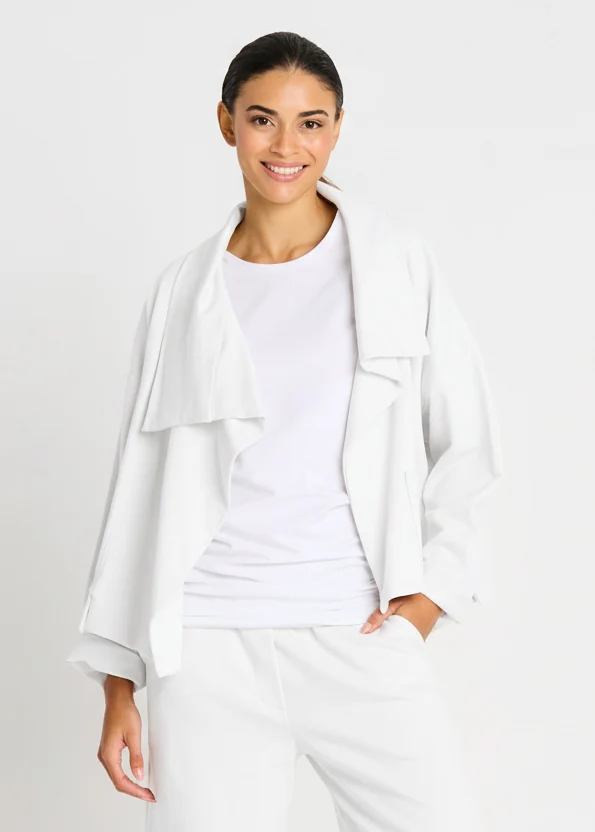 Unique French Terry Cropped Asymmetrical Jacket - White Easy-to-Use