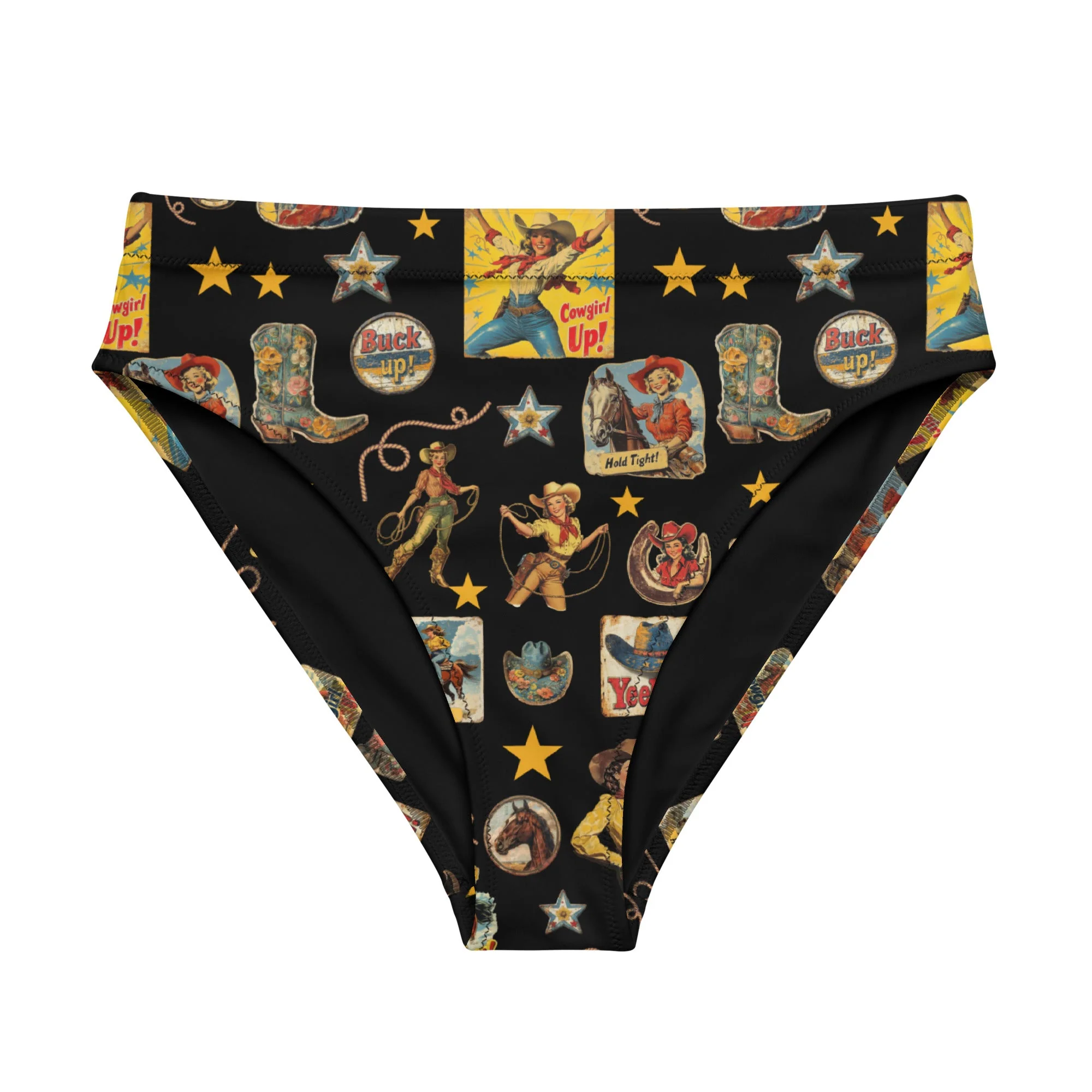 Verified Baha Ranch Yeehaw Vintage Cowgirl Collage Bikini Bottom First-Class
