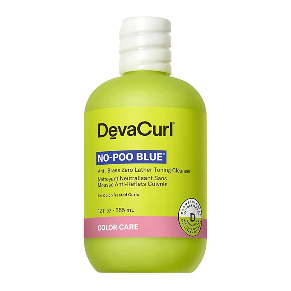 Authentic Devacurl No Poo Blue Anti Brass Zero Lather Toning Cleanser 12 Oz Convenient