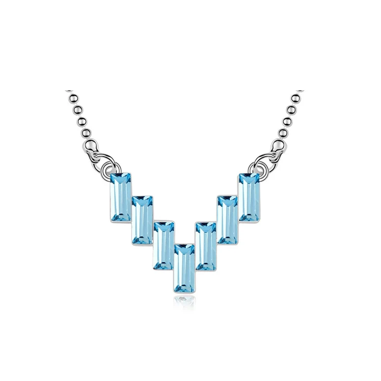 Trendy Aqua Swaroki Crystal Necklace – Crystal Swaroki Baguette Necklace By callura Smooth