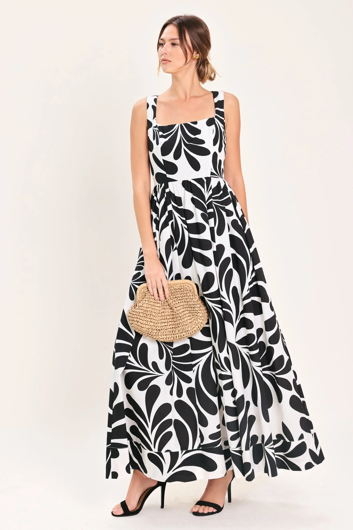 Casual Mono Bloom Woven Maxi Dress Green