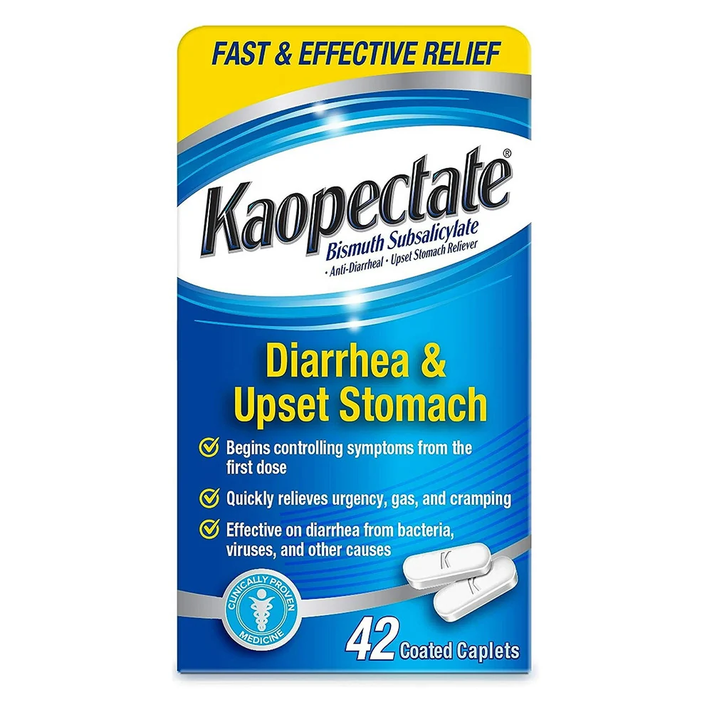 Top-Quality Kaopectate Diarrhea and Upset Stomach Pain Relief Coated Caplets 42 Ea Soft