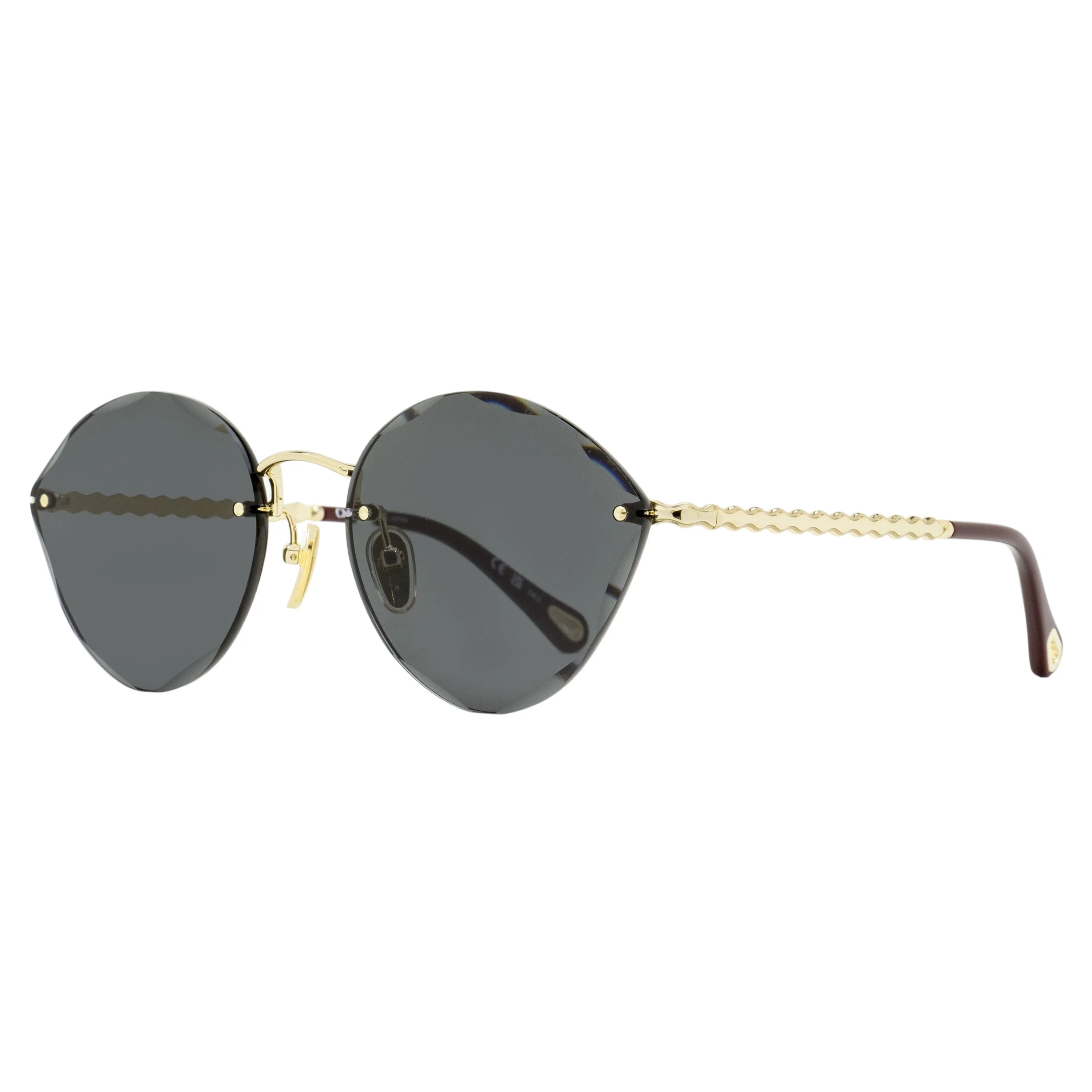 Casual Chloe Beveled Rimless Sunglasses CH0253S 001 Gold Bordeaux 58mm Unique