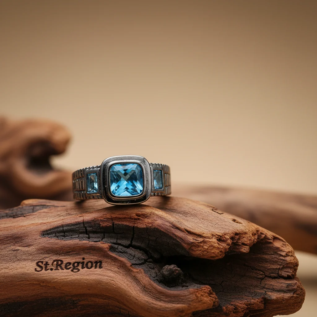 Smart Sea Blue Crystal Square Ring Elite