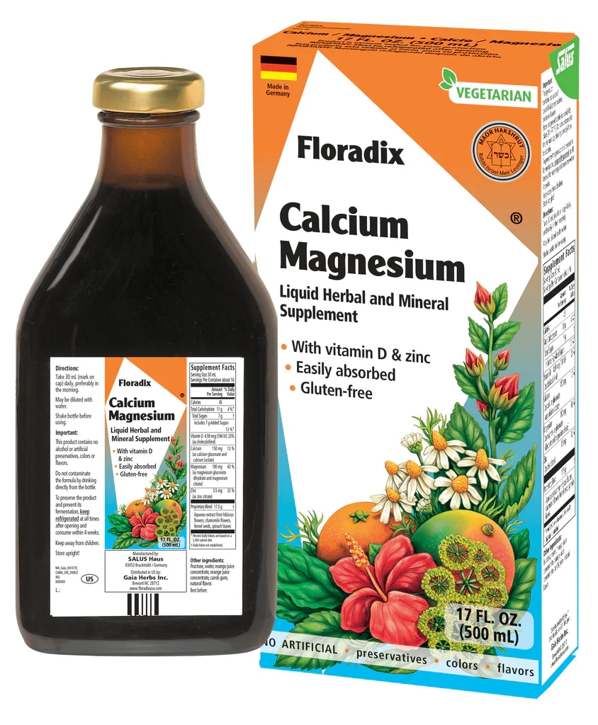 Easy-to-Use Floradix Calcium and Magnesium Liquid Herbal and Mineral Supplement 17 Oz High-Grade