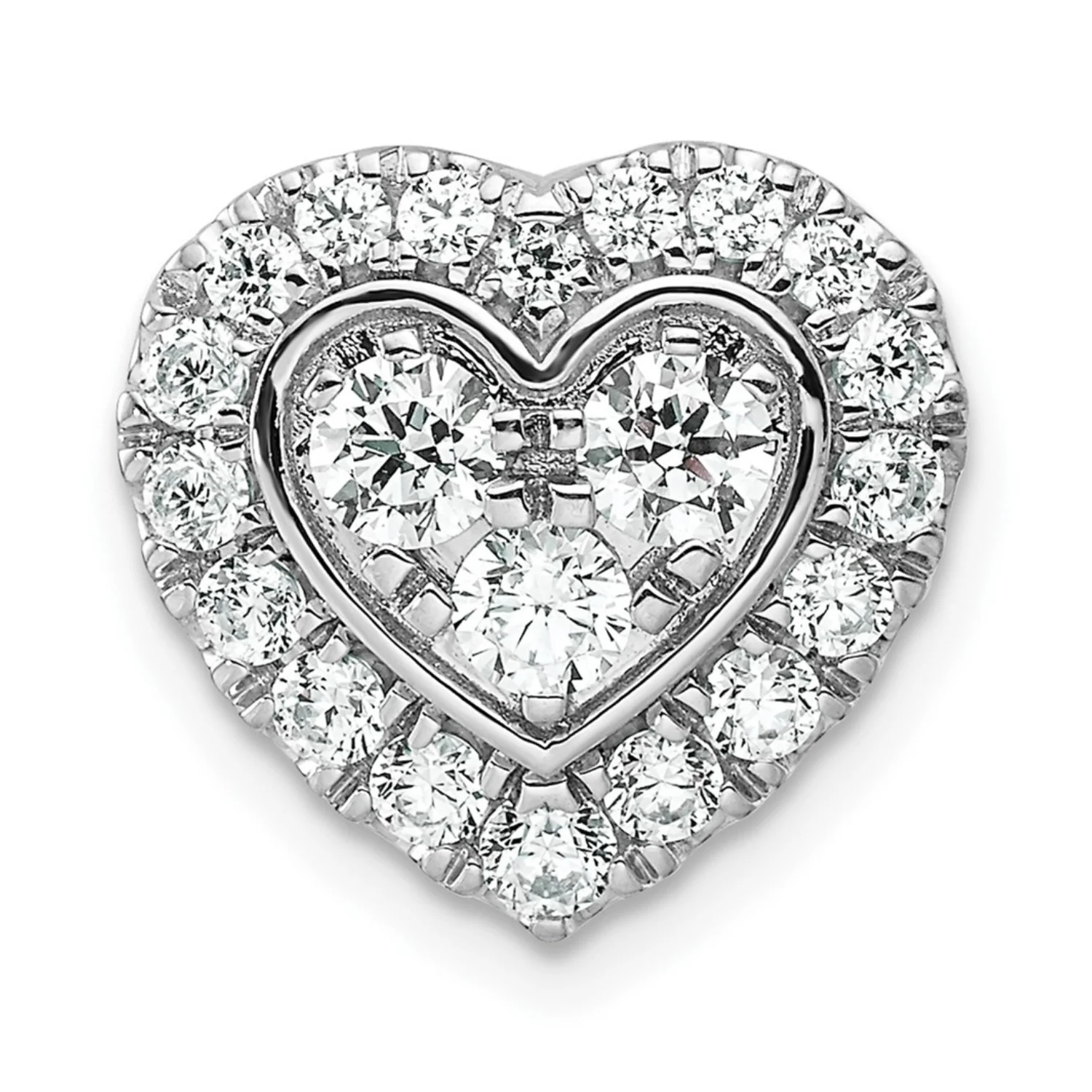 Artisan Lab Grown Diamond Halo Heart Chain Slide Pendant 14k Gold Eco-Friendly