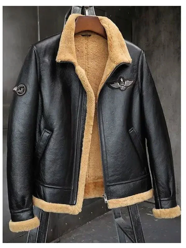 Consistent Mens Sheepskin Motorcycle Shearling Leather Bomber Jacket Stylish